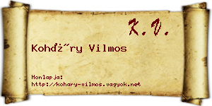 Koháry Vilmos névjegykártya
